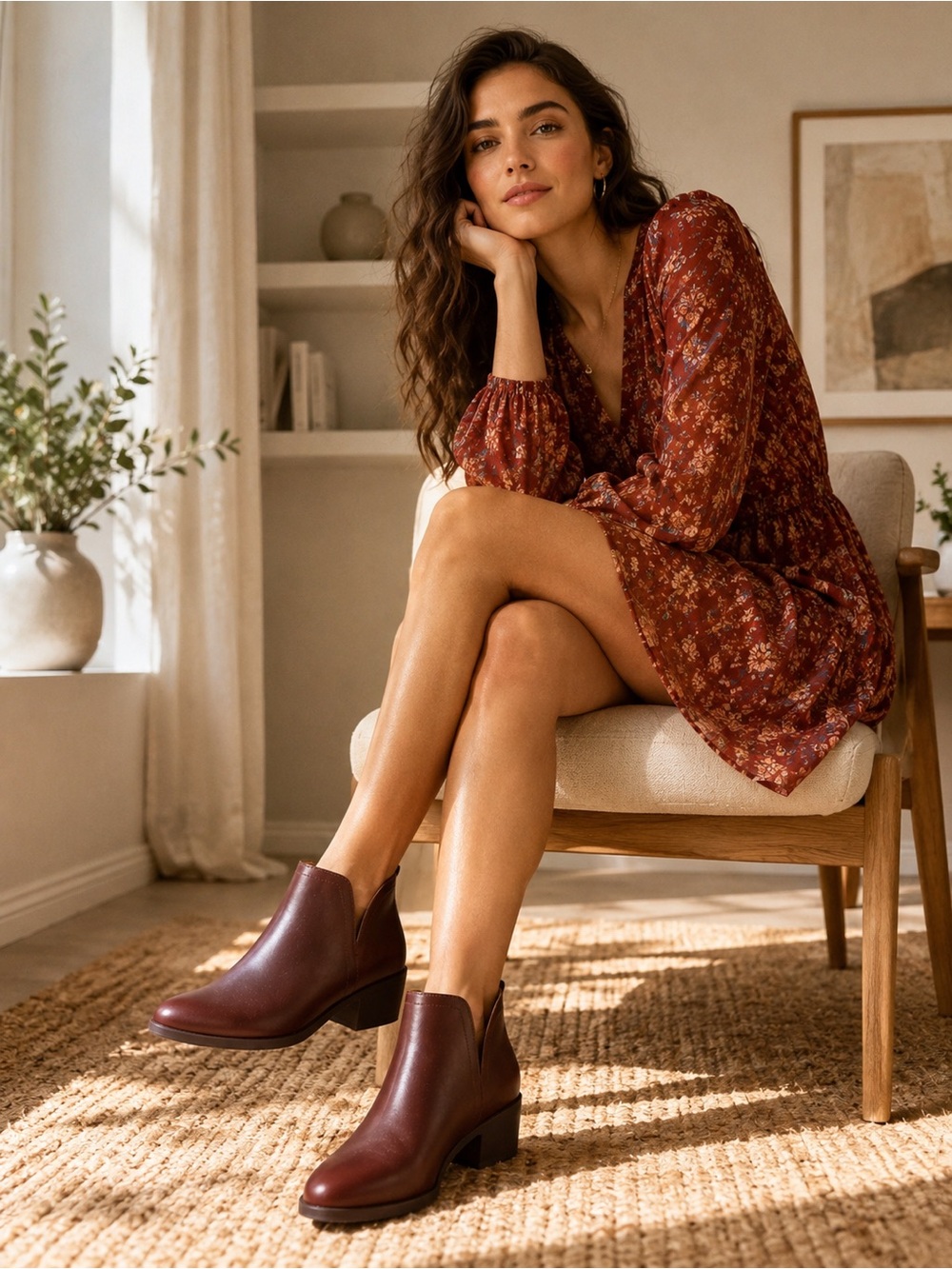 NIB Nisolo Mia Burgundy Leather V-Cut Chelsea Ankle Boots D’Orsay